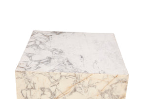 Giza 32" Drum Coffee Table in Alabaster Marble