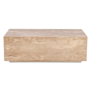 Giza 50" Drum Coffee Table in Travertine Stone