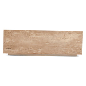 Giza 50" Drum Coffee Table in Travertine Stone