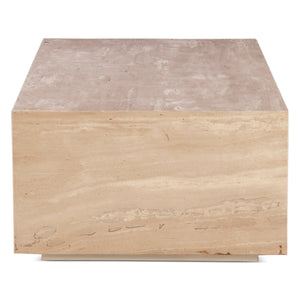 Giza 50" Drum Coffee Table in Travertine Stone