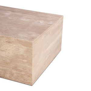 Giza 50" Drum Coffee Table in Travertine Stone