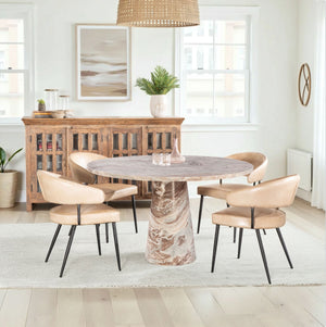 Giza 48" Round Dining Table in Brown Toronto Marble