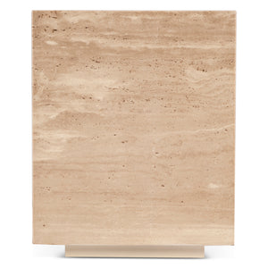 Giza 18" Drum Side Table in Travertine Stone
