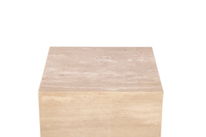 Giza 18" Drum Side Table in Travertine Stone