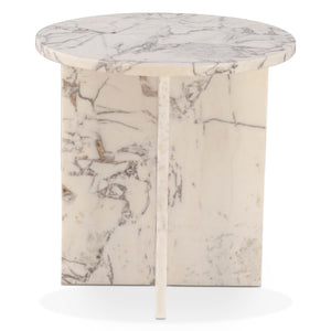 Giza 20" Side Table in Alabaster Marble