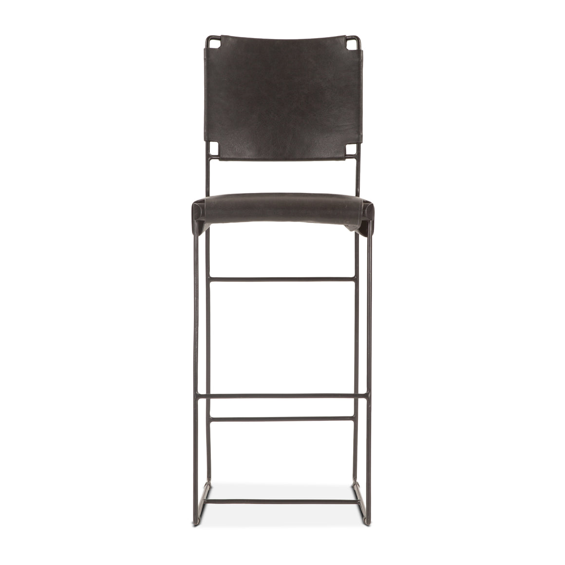 Melbourne 18" Buffalo Leather and Iron Bar Chair Black