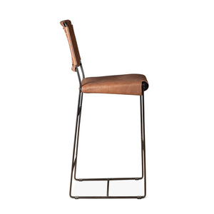 Melbourne 18" Buffalo Leather and Iron Bar Chair Brown