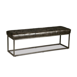 Melbourne 54in Iron and Black Leather Bench