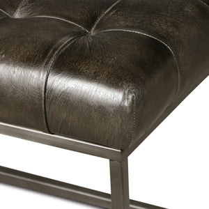 Melbourne 54in Iron and Black Leather Bench