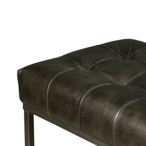 Melbourne 54in Iron and Black Leather Bench