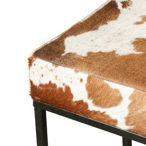 Melbourne 54in Iron and Brown Cowhide Leather Bench