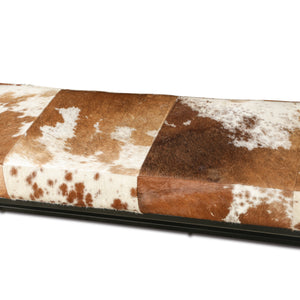 Melbourne 54in Iron and Brown Cowhide Leather Bench