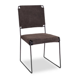 Melbourne Dining Chair in Asphalt Suede and Iron