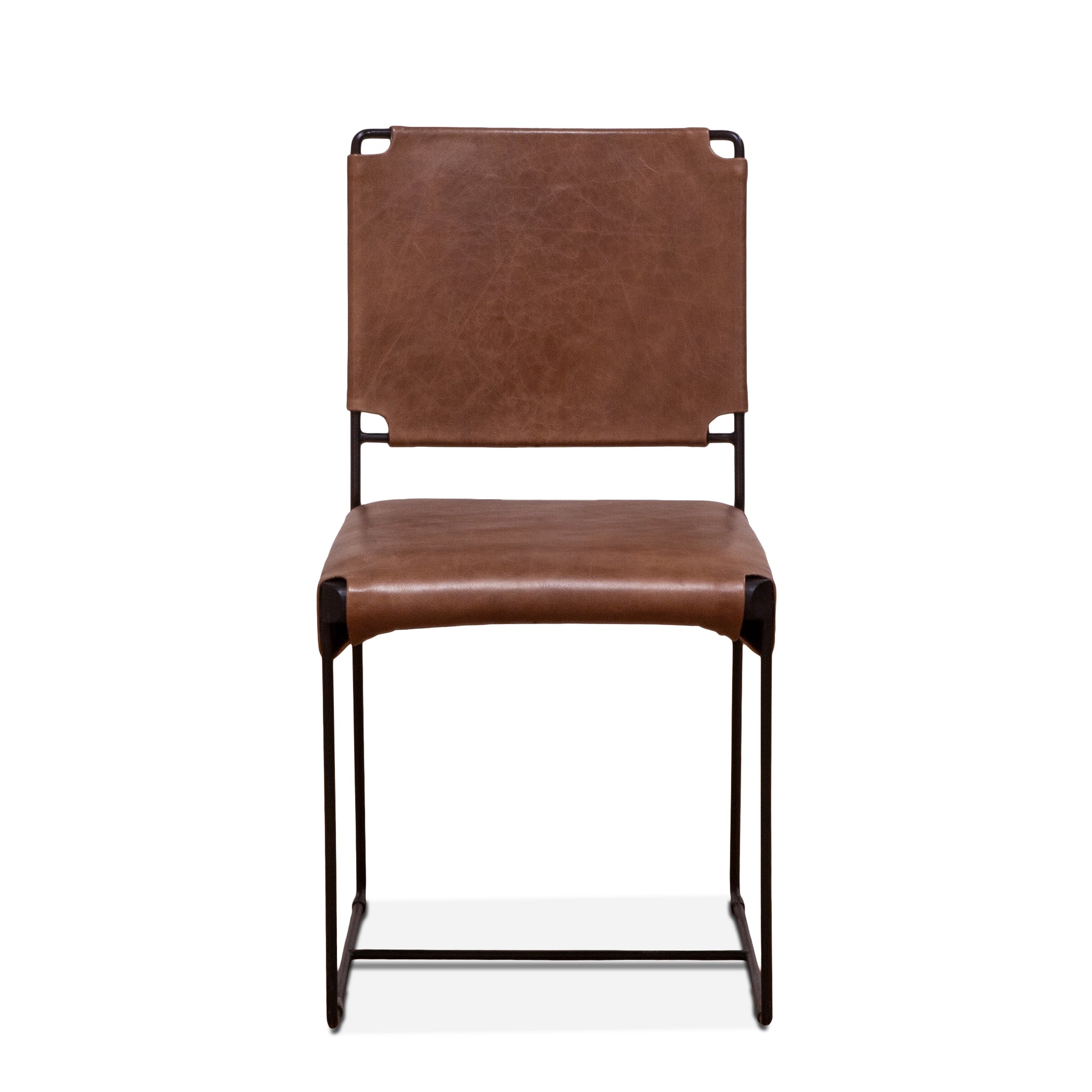 Melbourne Dining Chair in Tobacco Leather and Iron