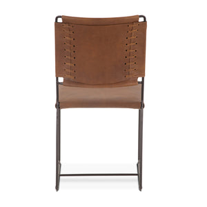 Melbourne Dining Chair in Brown Buffalo Leather and Iron