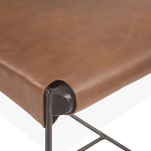 Melbourne Dining Chair in Brown Buffalo Leather and Iron