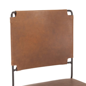 Melbourne Dining Chair in Brown Buffalo Leather and Iron