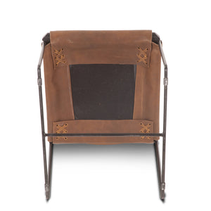 Melbourne Dining Chair in Brown Buffalo Leather and Iron