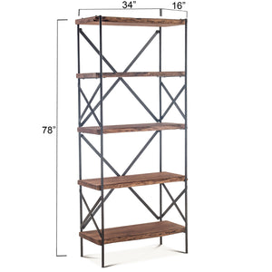 Blayne 78" Tall Shelf in Acacia with Walnut Finish