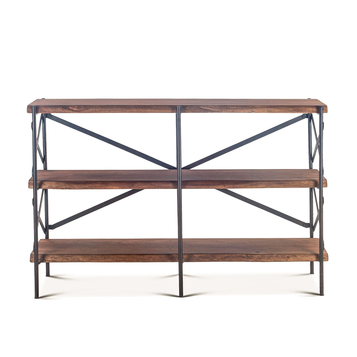 Blayne 56" Wide Bookshelf in Live Edge Acacia with Walnut Finish