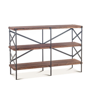 Blayne 56" Wide Bookshelf in Live Edge Acacia with Walnut Finish