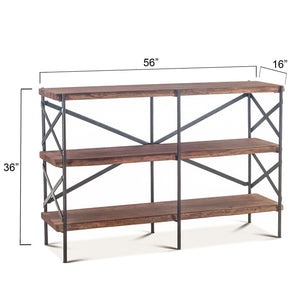 Blayne 56" Wide Bookshelf in Live Edge Acacia with Walnut Finish
