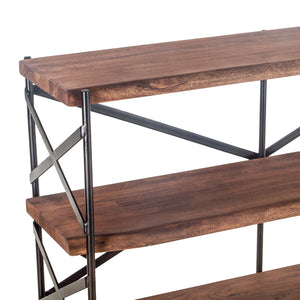 Blayne 56" Wide Bookshelf in Live Edge Acacia with Walnut Finish
