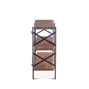 Blayne 56" Wide Bookshelf in Live Edge Acacia with Walnut Finish