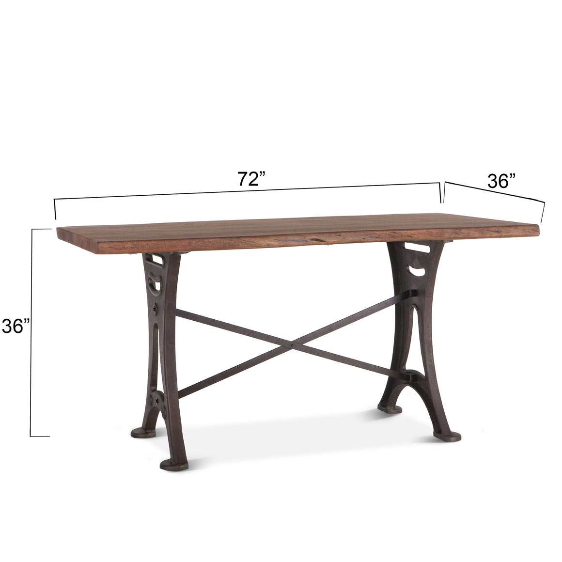 Blayne 72" Gathering Table in Live Edge Acacia with Walnut Finish