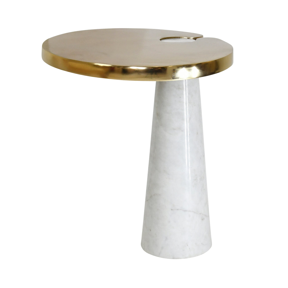 Fontaine Oval Side Table with White Marble Pedestal Base