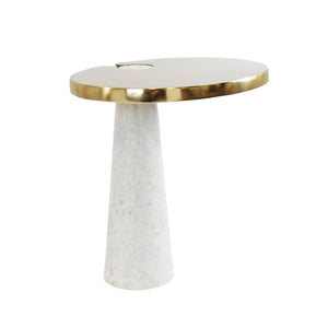 Fontaine Oval Side Table with White Marble Pedestal Base