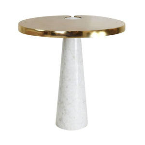 Fontaine Oval Side Table with White Marble Pedestal Base