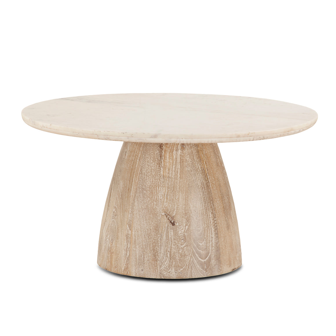 Palm Desert Round Coffee Table 36 White Marble Mod Base