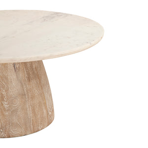 Palm Desert Round Coffee Table 36 White Marble Mod Base