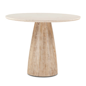 Palm Desert White Marble Gathering Table with Washed Mango Base