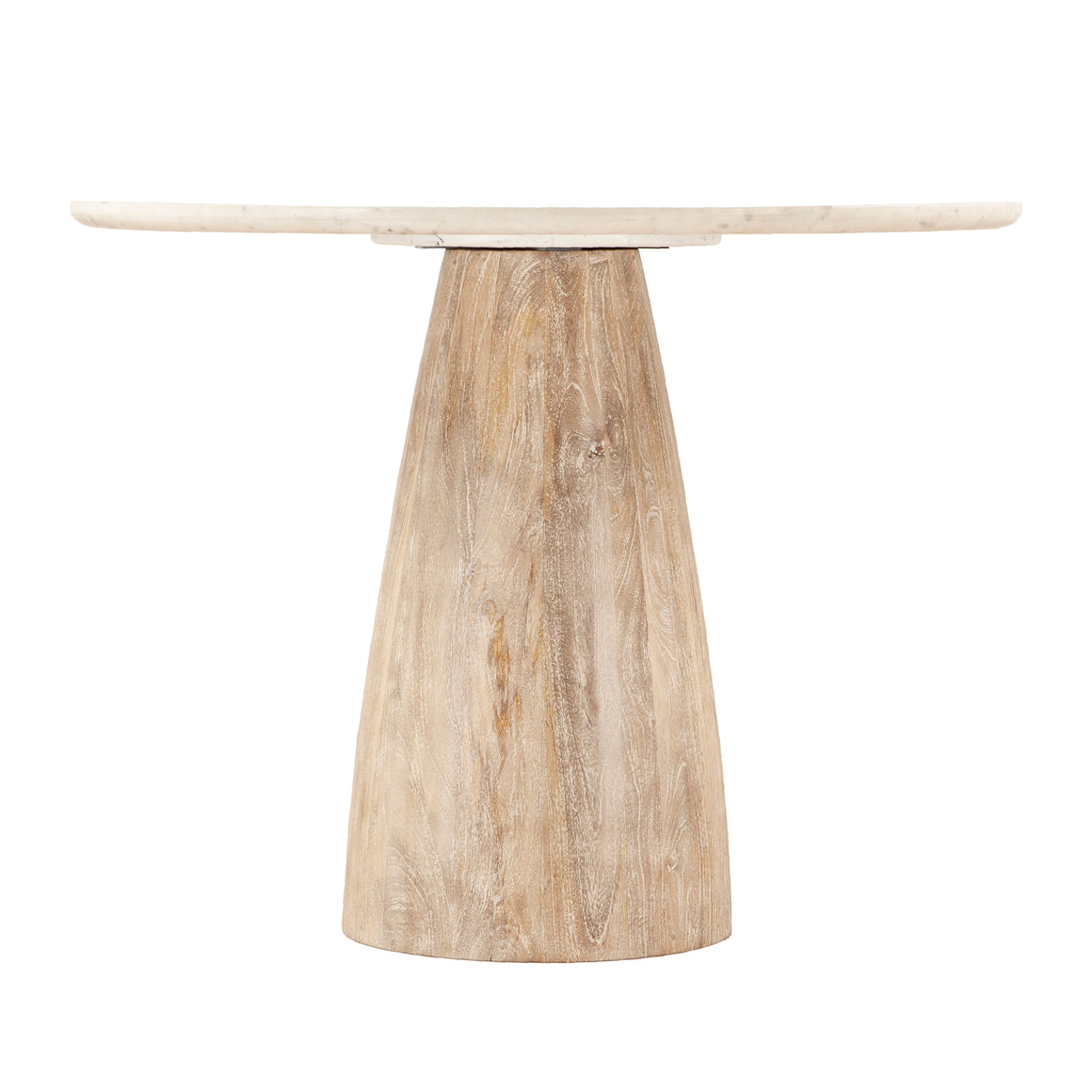 Palm Desert White Marble Gathering Table with Washed Mango Base