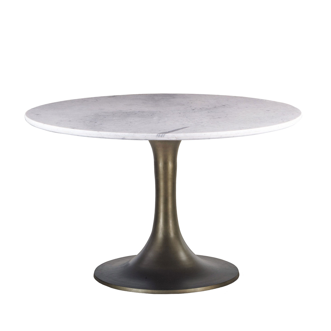 Palm Desert White Marble Dining Table with Bronze Tulip Base