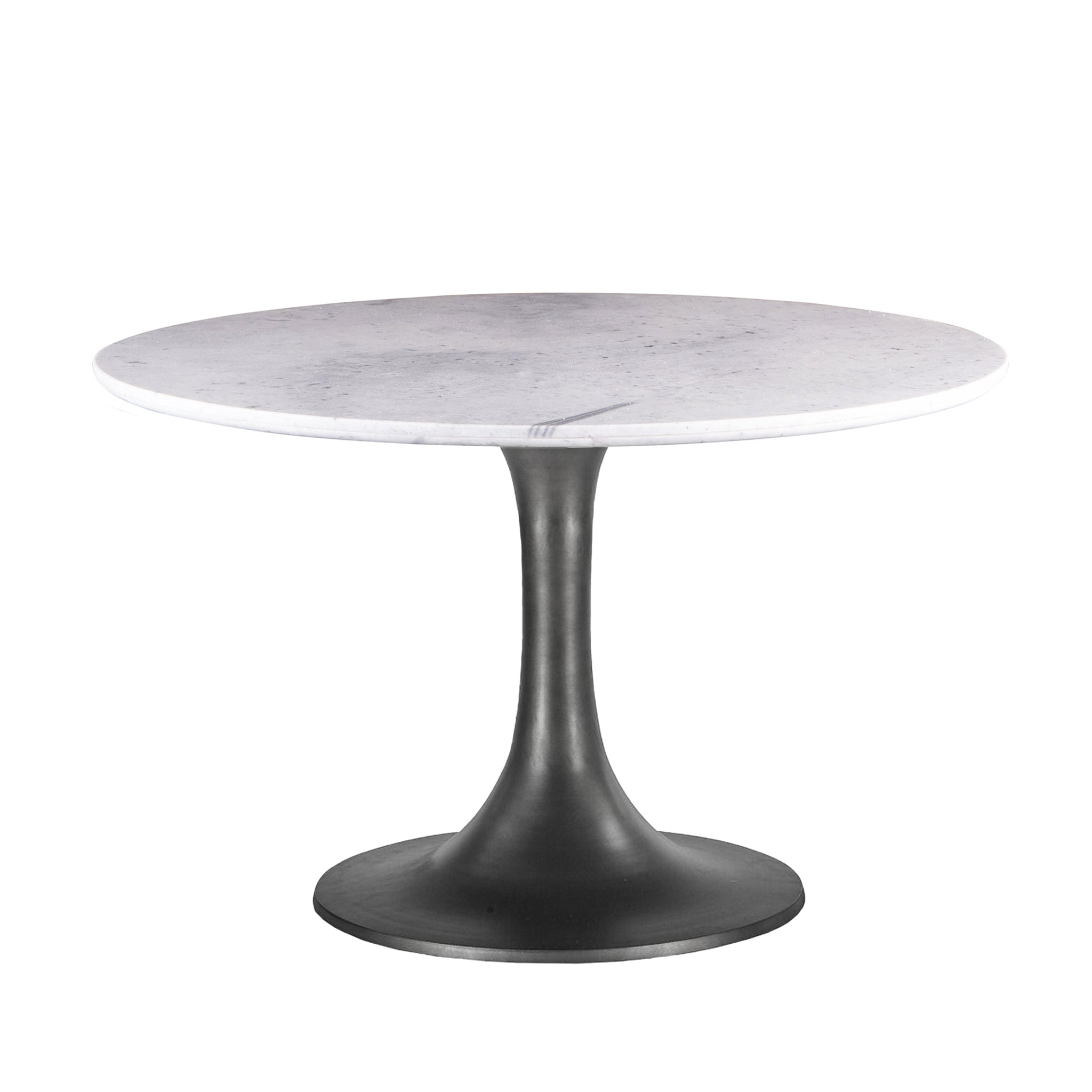 Palm Desert White Marble Dining Table with Zinc Tulip Base