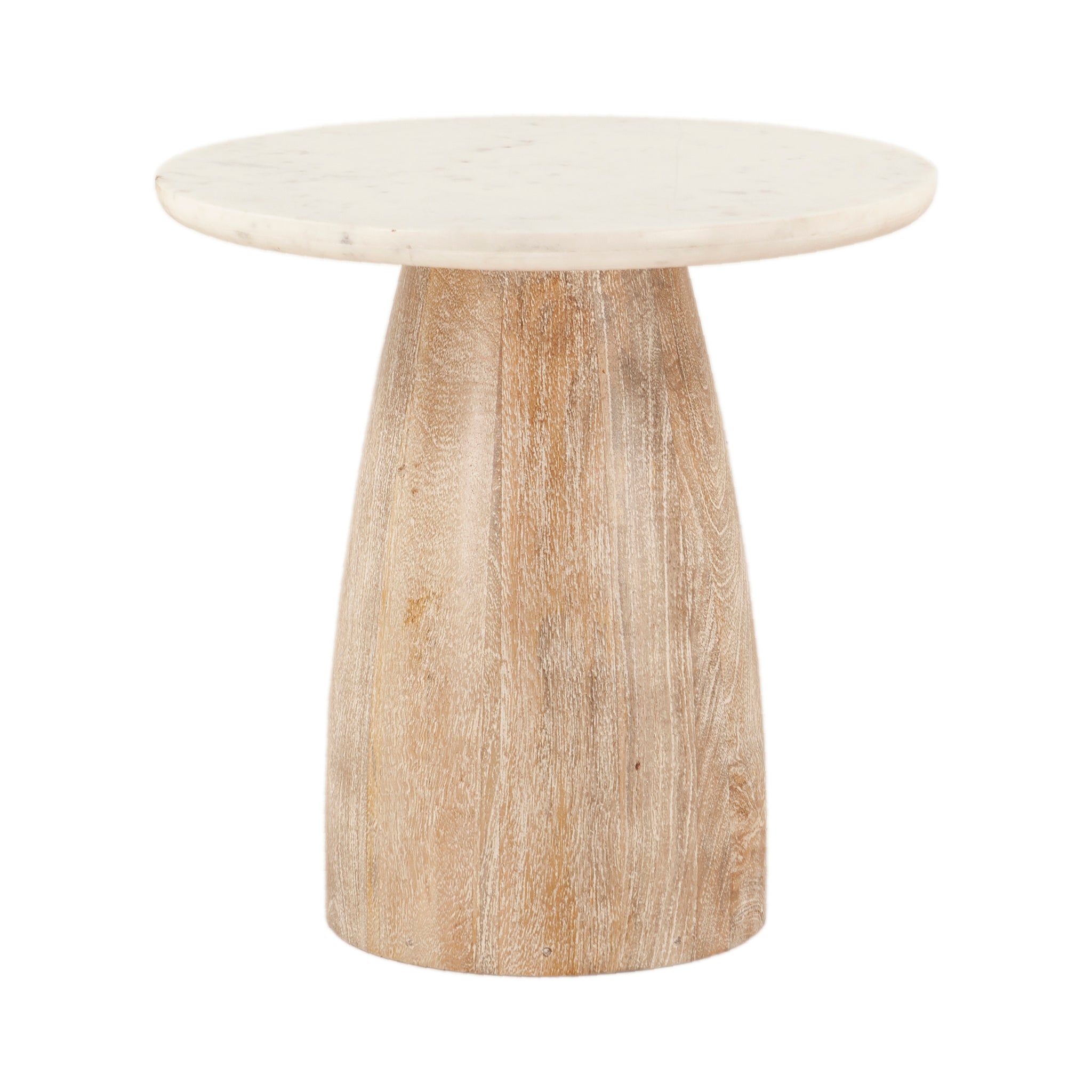 Palm Desert Round Side Table 22 White Marble Mod Base