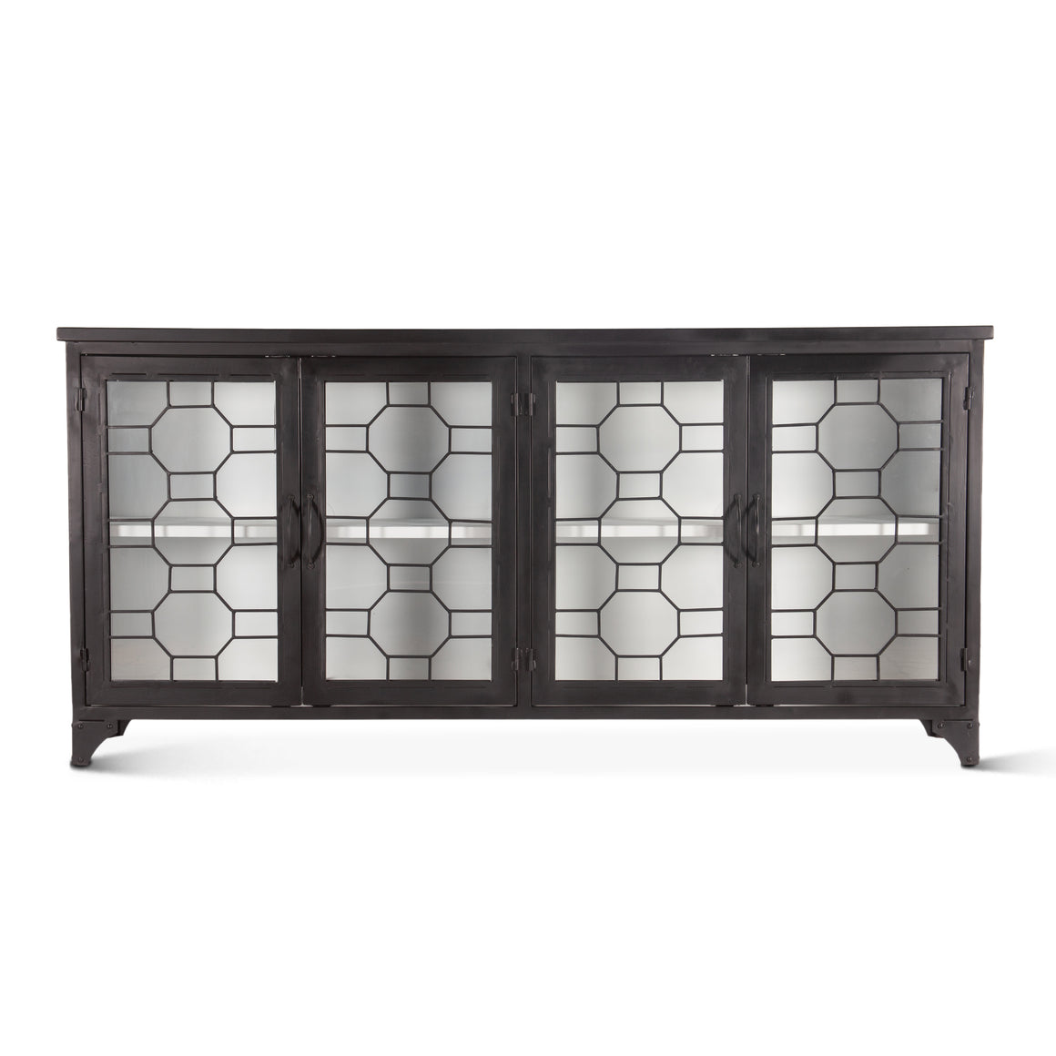 Neapolitan 80" Iron and Glass Sideboard Matte Black