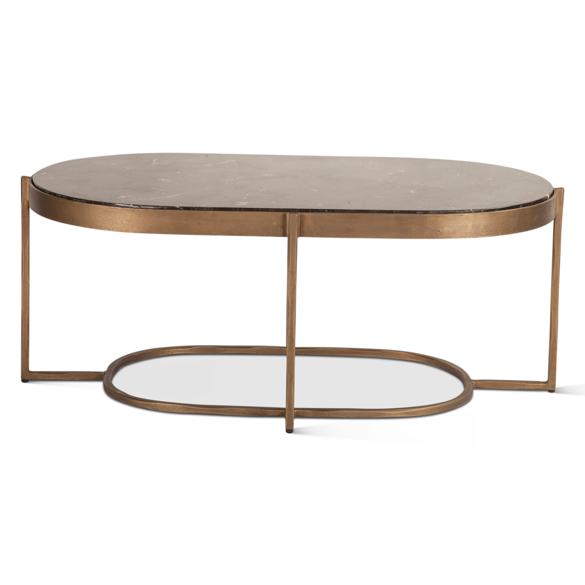 Fresno 43" Coffee Table with Black Marble and Antique Brass Base
