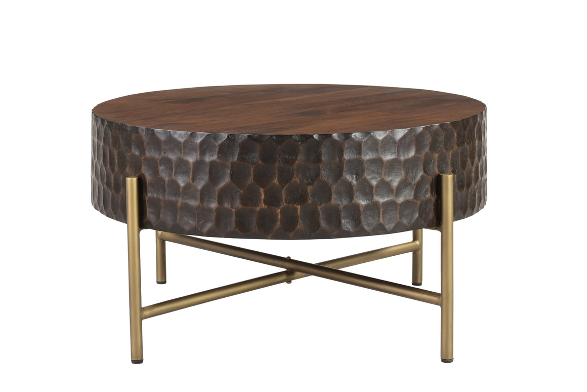 Vallarta 34" Carved Coffee Table in Mango Wood with Two Toned Finish