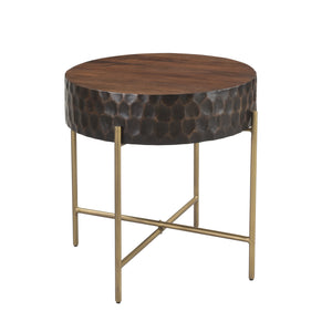 Vallarta 24" Side Table in Mango Wood and Iron with Two Toned Finish