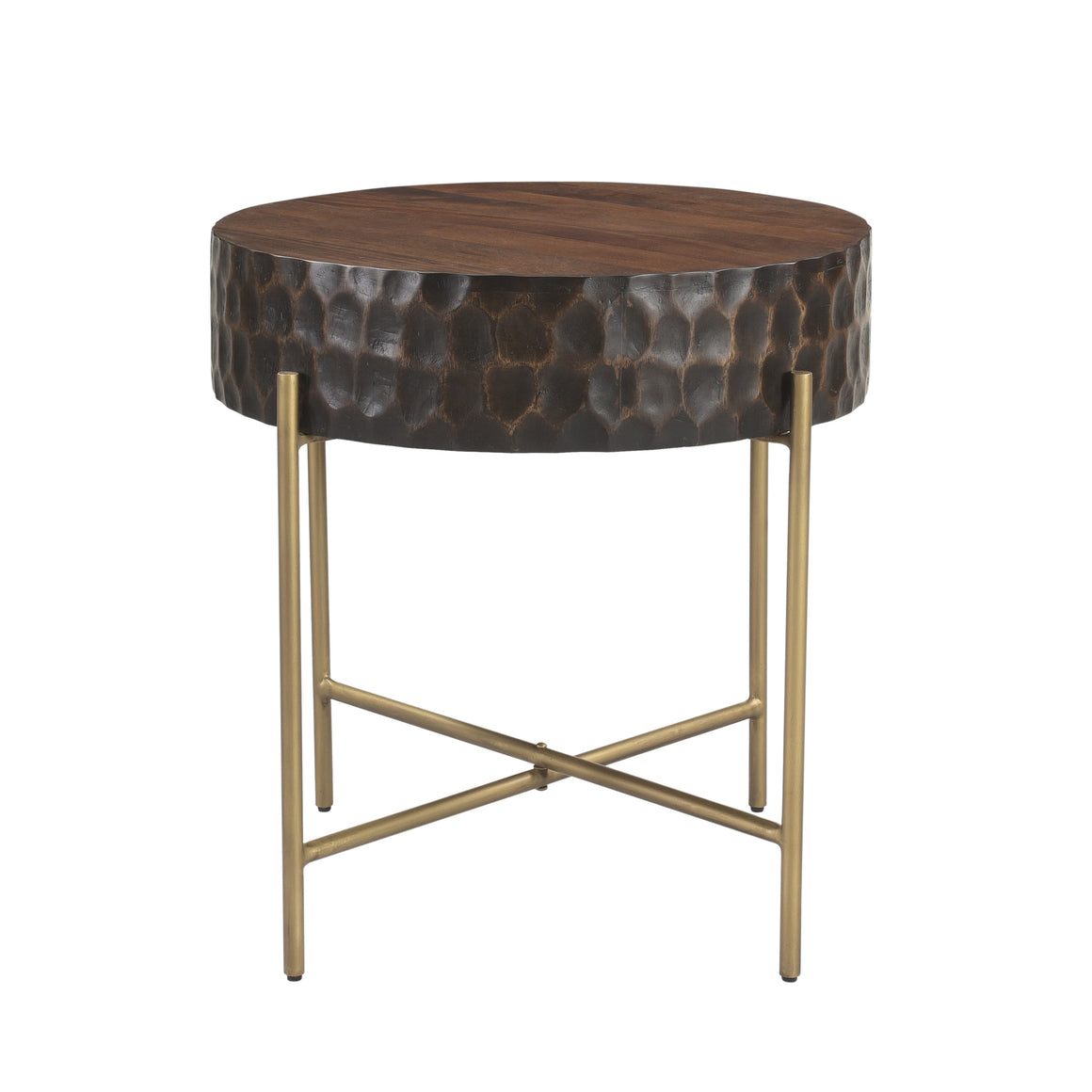 Vallarta 24" Side Table in Mango Wood and Iron with Two Toned Finish