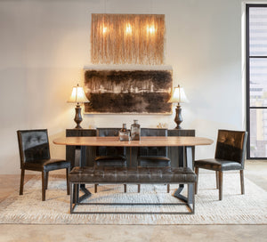 Aven Dining Chair in Black Leather with Dark Legs