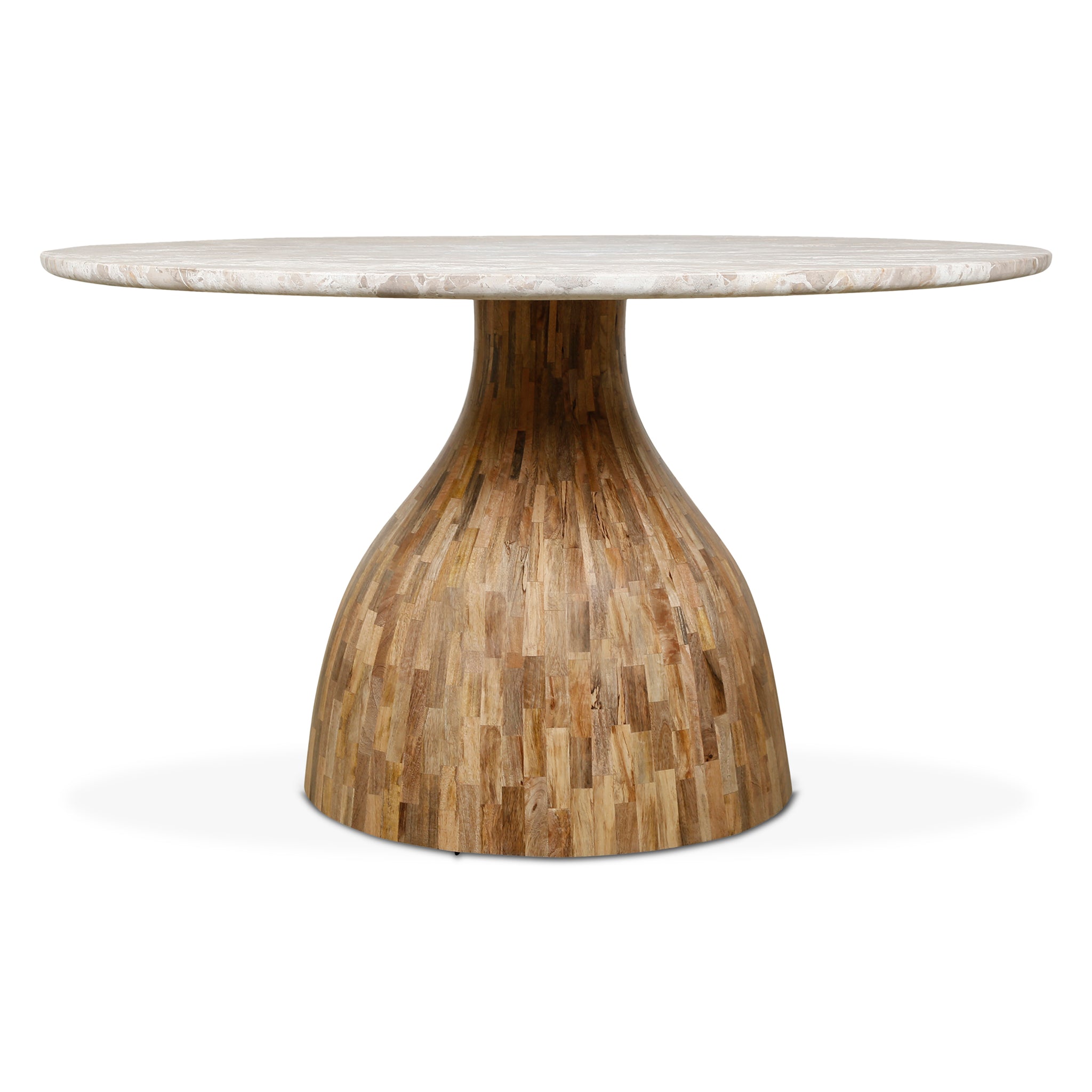 Fargo 54" Dining Table in Capri Beige Marble with Mango Wood Base