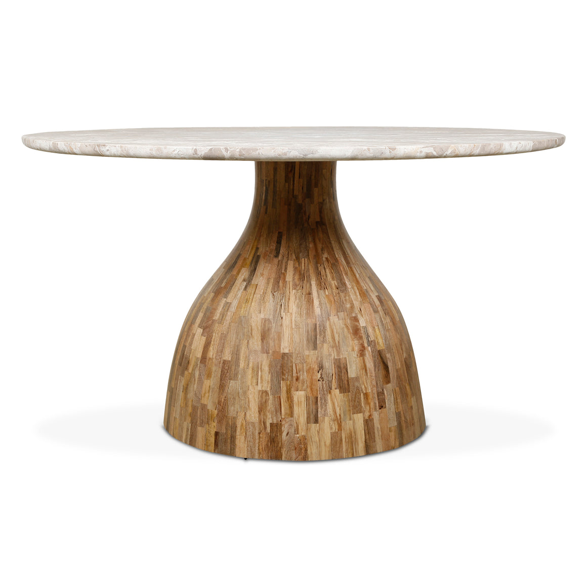 Fargo 54" Dining Table in Capri Beige Marble with Mango Wood Base