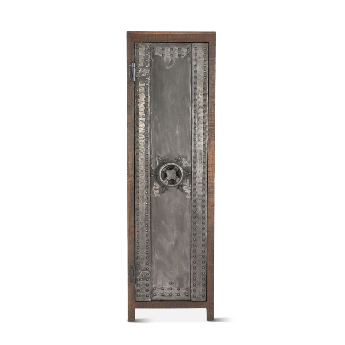 Welles Tall Vault Style Cabinet in Reclaimed Wood and Iron
