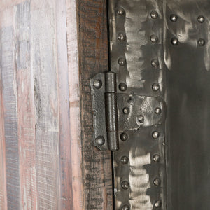 Welles Tall Vault Style Cabinet in Reclaimed Wood and Iron