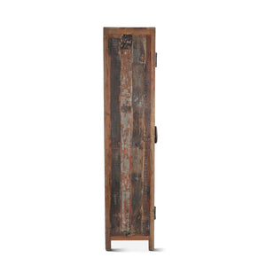 Welles Tall Vault Style Cabinet in Reclaimed Wood and Iron